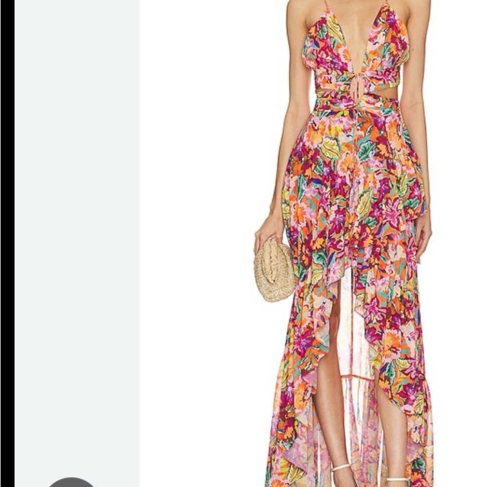 REVOLVE Vibrant Pink and Orange Floral Maxi Dress